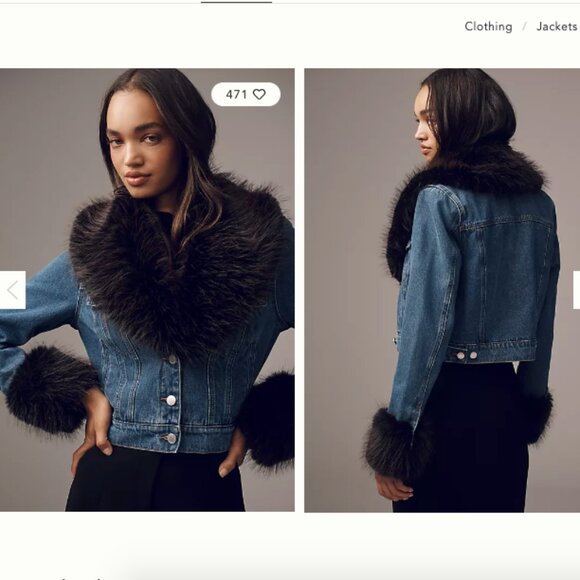 Anthropologie Jackets & Blazers - Anthropologie Avec Les Filles Denim Jean Jacket Faux Fur Trim Size Small NEW